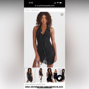 Gina Asymmetric Mini Black Dress Princess Polly